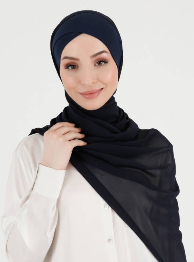 Boneli Çapraz Şifon Şal - 7