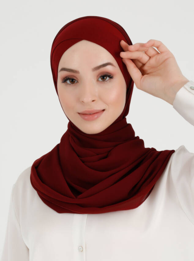 Boneli Çapraz Şifon Şal - 14