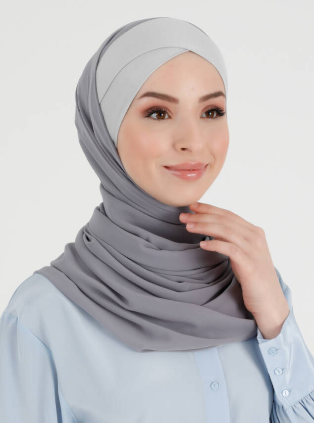 Boneli Çapraz Şifon Şal - 42