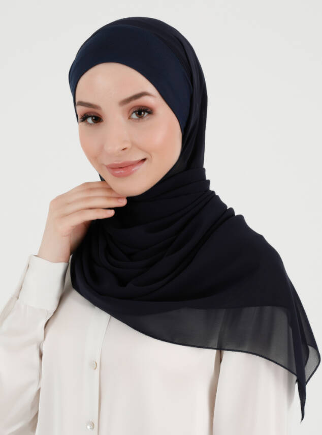 Boneli Düz Şifon Şal - 6