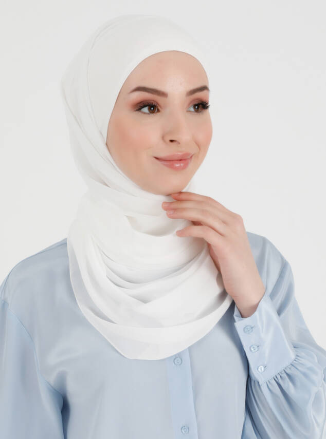 Boneli Düz Şifon Şal - 10