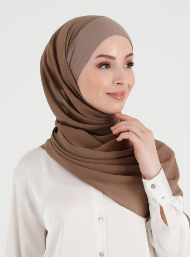 Boneli Düz Şifon Şal - 19