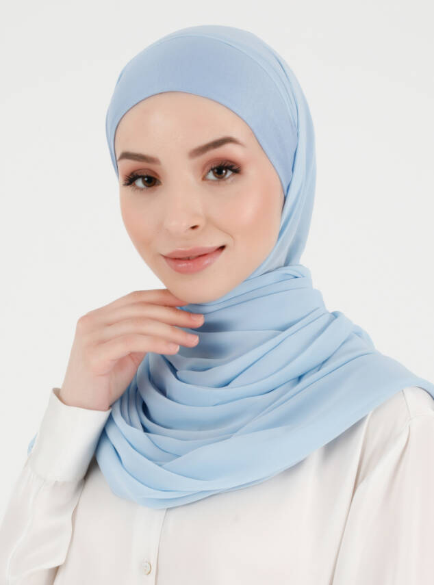 Boneli Düz Şifon Şal - 33