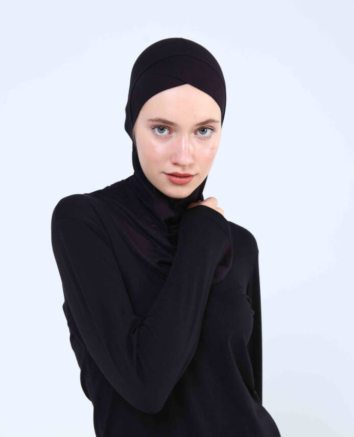 Çapraz Hijab Türban Çapraz Boyunluklu Bone - 2