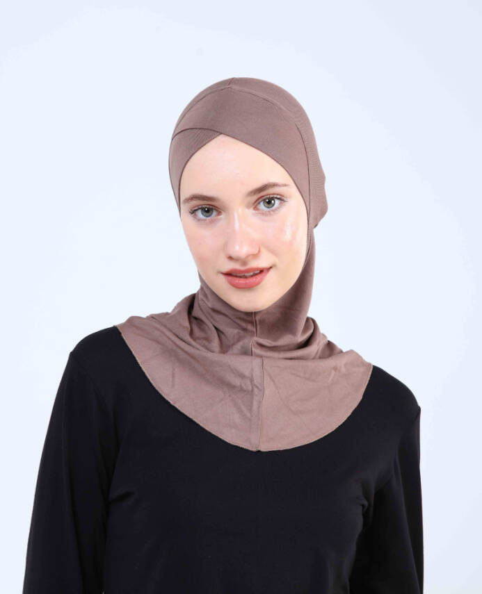 Çapraz Hijab Türban Çapraz Boyunluklu Bone - 44