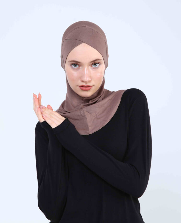 Çapraz Hijab Türban Çapraz Boyunluklu Bone - 47
