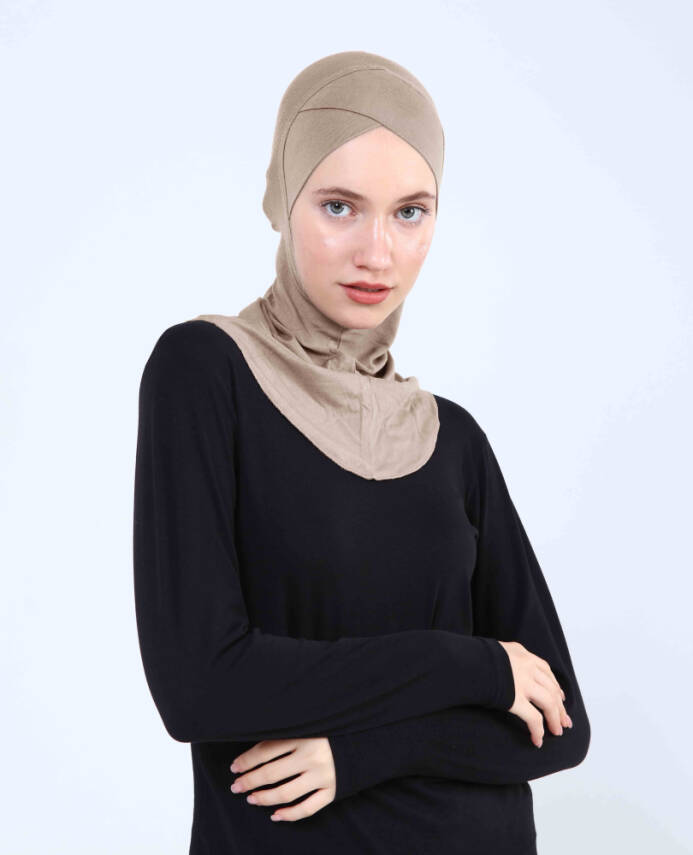 Çapraz Hijab Türban Çapraz Boyunluklu Bone - 49