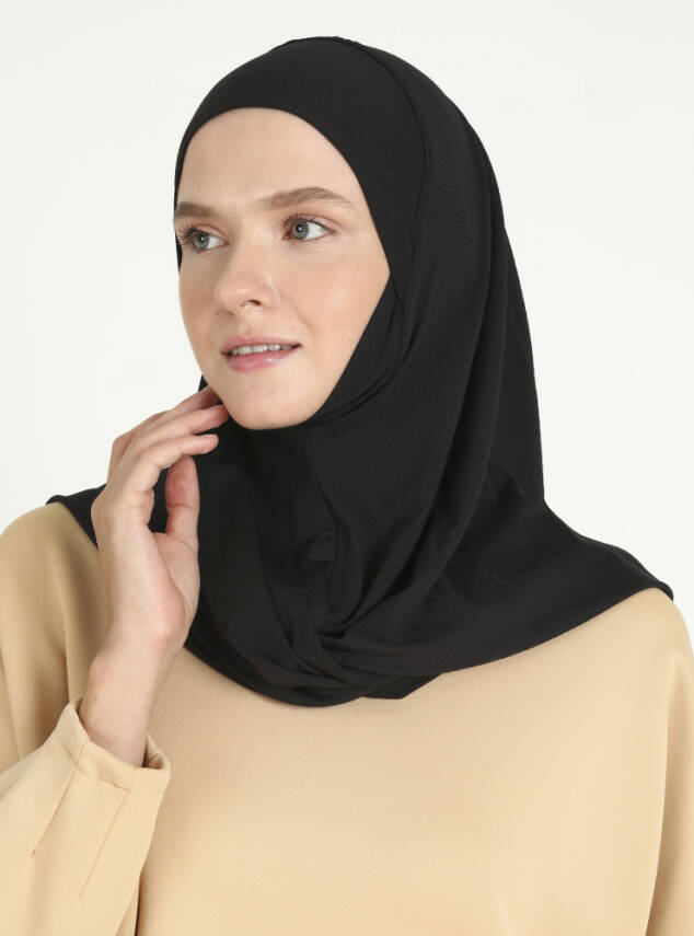 Çeneli Gözenekli Kumaş Scarfs Hijab - 2