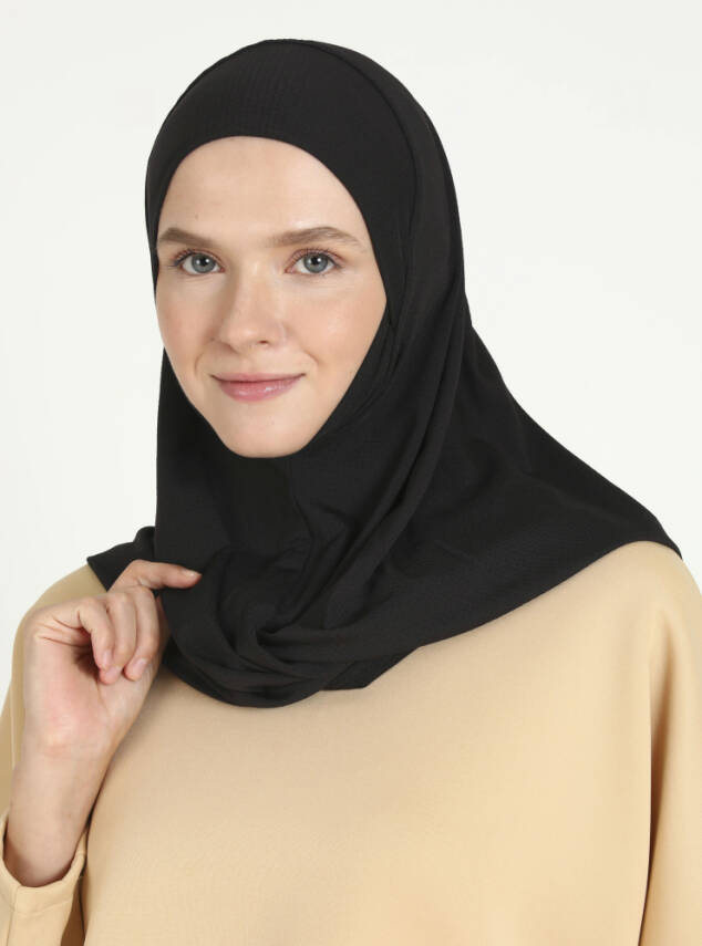 Çeneli Gözenekli Kumaş Scarfs Hijab - 3