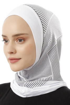 Çizgi Desenli Spor Tesettür Bone - Ecardin