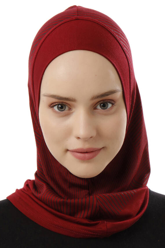 Çizgi Desenli Spor Tesettür Bone - 5