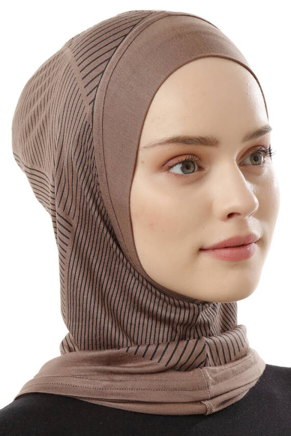 Çizgi Desenli Spor Tesettür Bone - 11