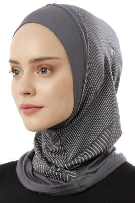 Çizgi Desenli Spor Tesettür Bone - 18