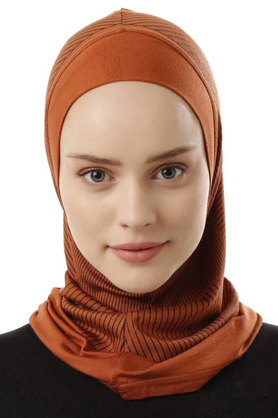 Çizgi Desenli Spor Tesettür Bone - 25