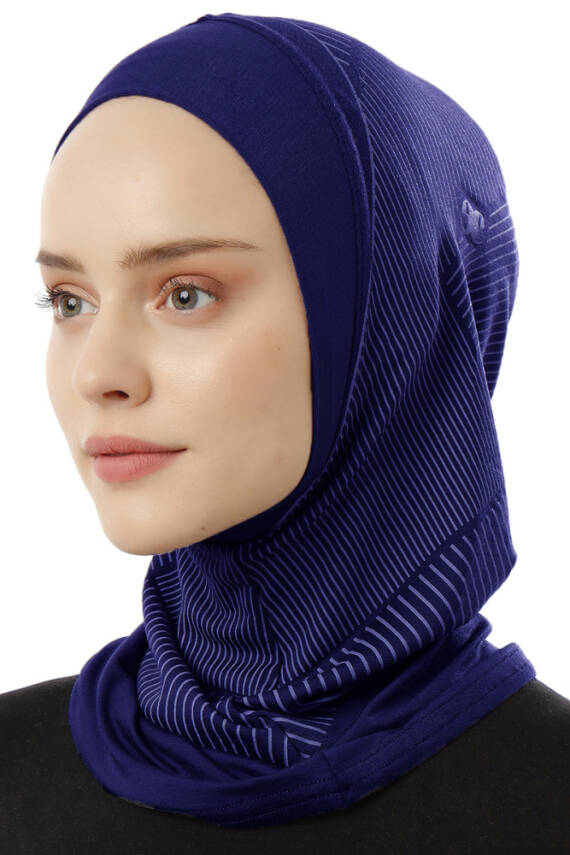Çizgi Desenli Spor Tesettür Bone - 49