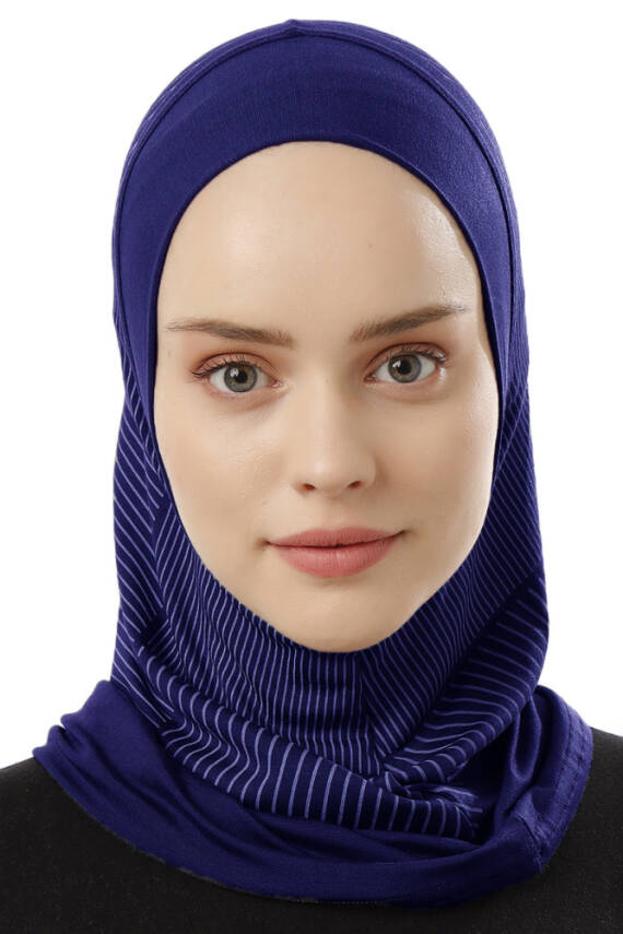 Çizgi Desenli Spor Tesettür Bone - 52