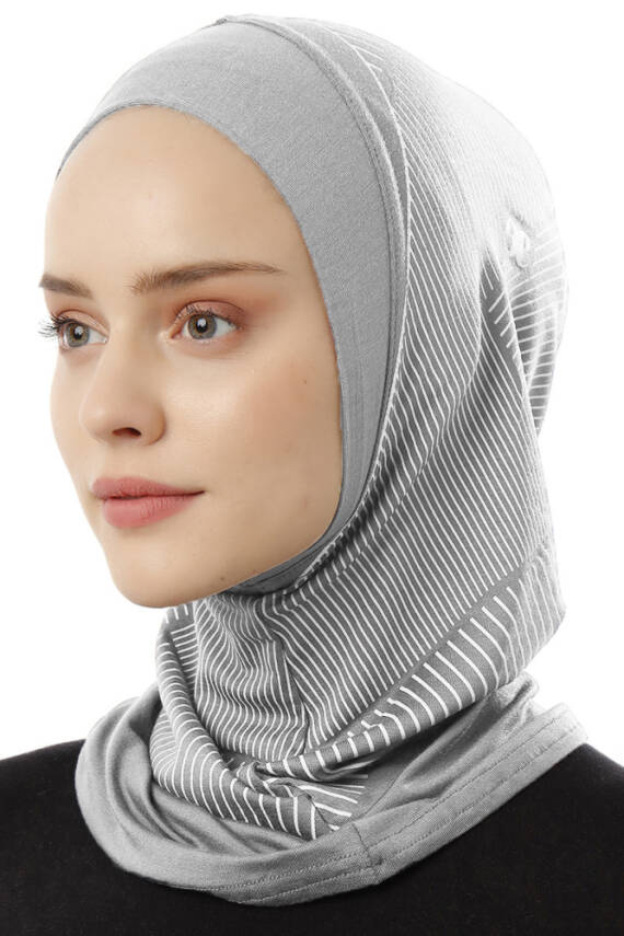 Çizgi Desenli Spor Tesettür Bone - 53
