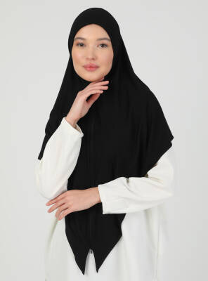 Fermuarlı Ayarlanabilir Viskon Kumaş Hijab Likralı Şal - 3