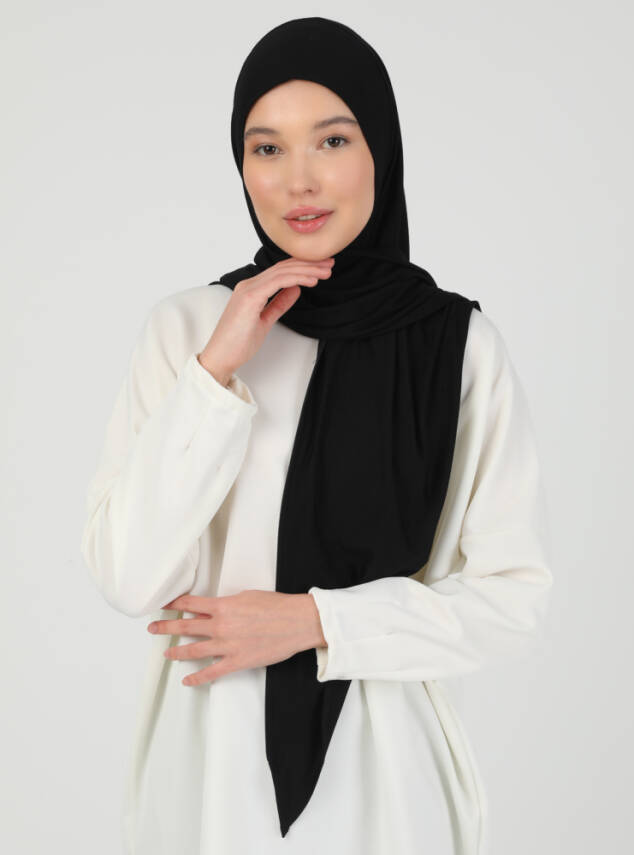 Fermuarlı Ayarlanabilir Viskon Kumaş Hijab Likralı Şal - 4