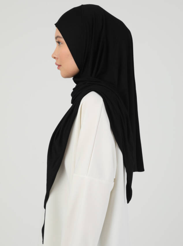 Fermuarlı Ayarlanabilir Viskon Kumaş Hijab Likralı Şal - 5