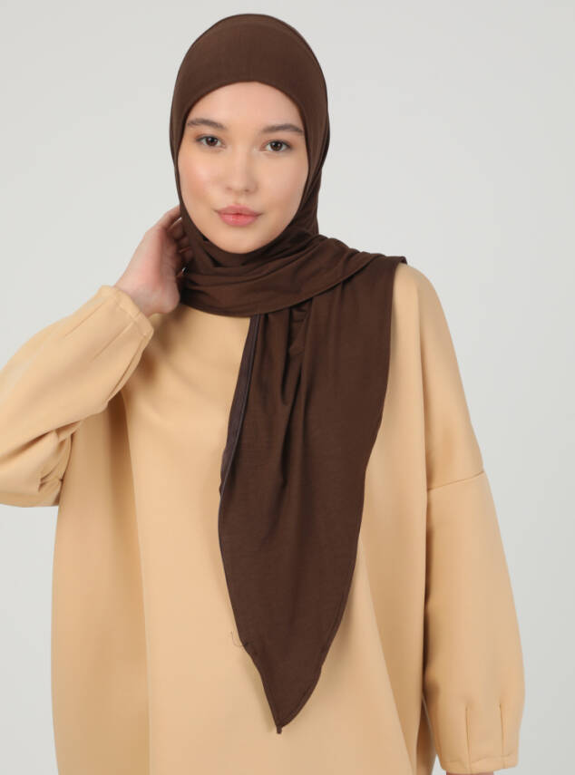 Fermuarlı Ayarlanabilir Viskon Kumaş Hijab Likralı Şal - 30