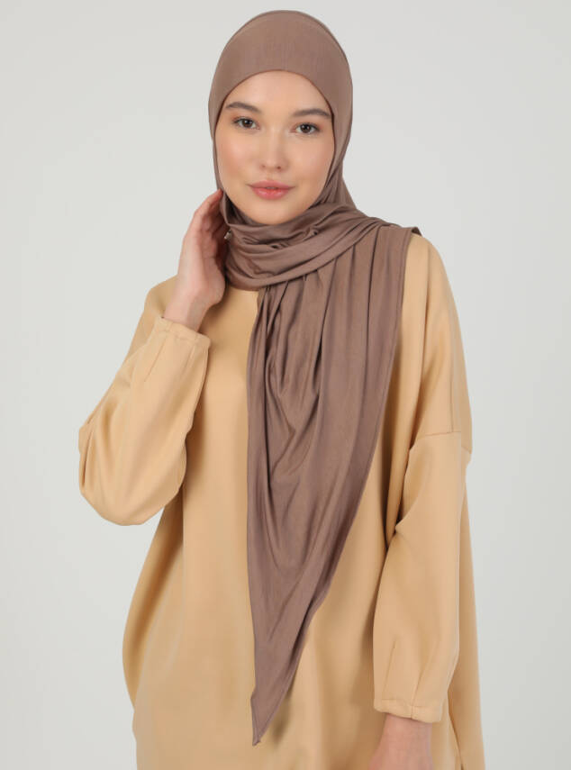Fermuarlı Ayarlanabilir Viskon Kumaş Hijab Likralı Şal - 35