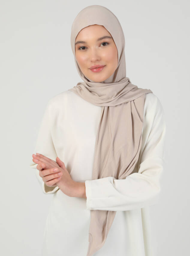 Fermuarlı Ayarlanabilir Viskon Kumaş Hijab Likralı Şal - 40