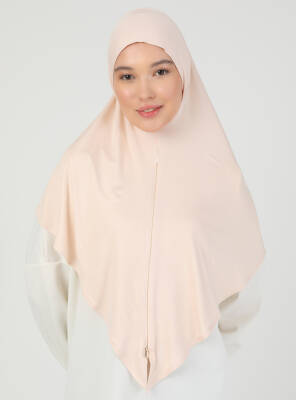 Fermuarlı Ayarlanabilir Viskon Kumaş Hijab Likralı Şal - 44