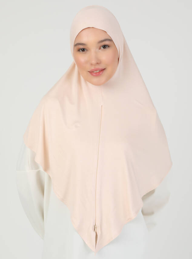Fermuarlı Ayarlanabilir Viskon Kumaş Hijab Likralı Şal - 44