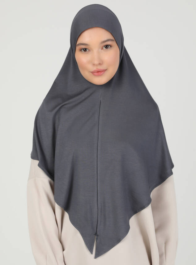 Fermuarlı Ayarlanabilir Viskon Kumaş Hijab Likralı Şal - 74