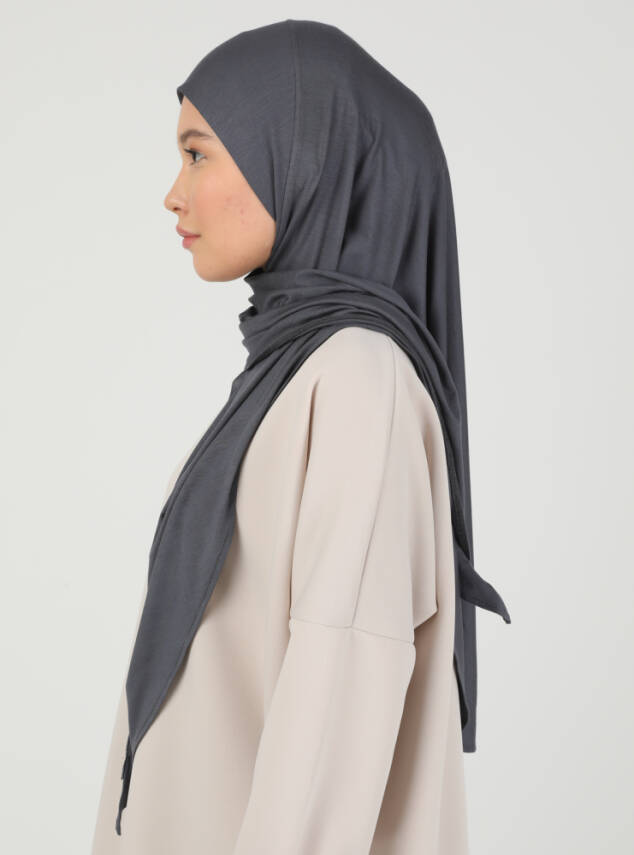 Fermuarlı Ayarlanabilir Viskon Kumaş Hijab Likralı Şal - 76