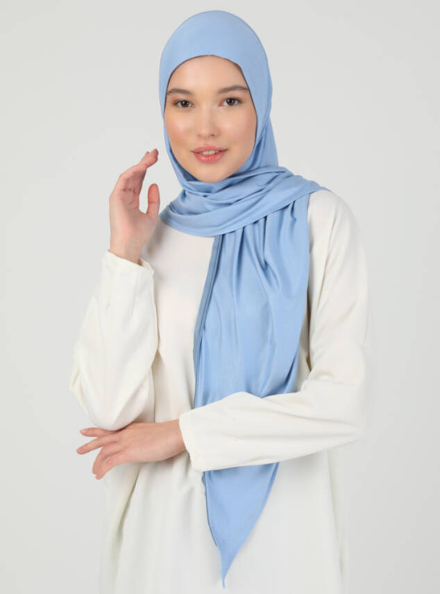 Fermuarlı Ayarlanabilir Viskon Kumaş Hijab Likralı Şal - 80
