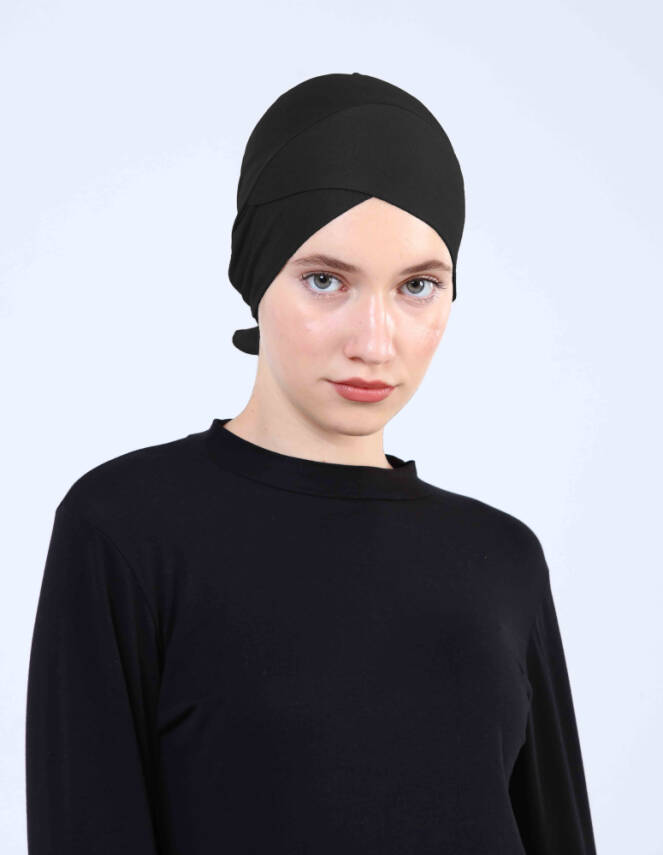 Hava Alan Tesettür Tüllü Çapraz Bone - 4