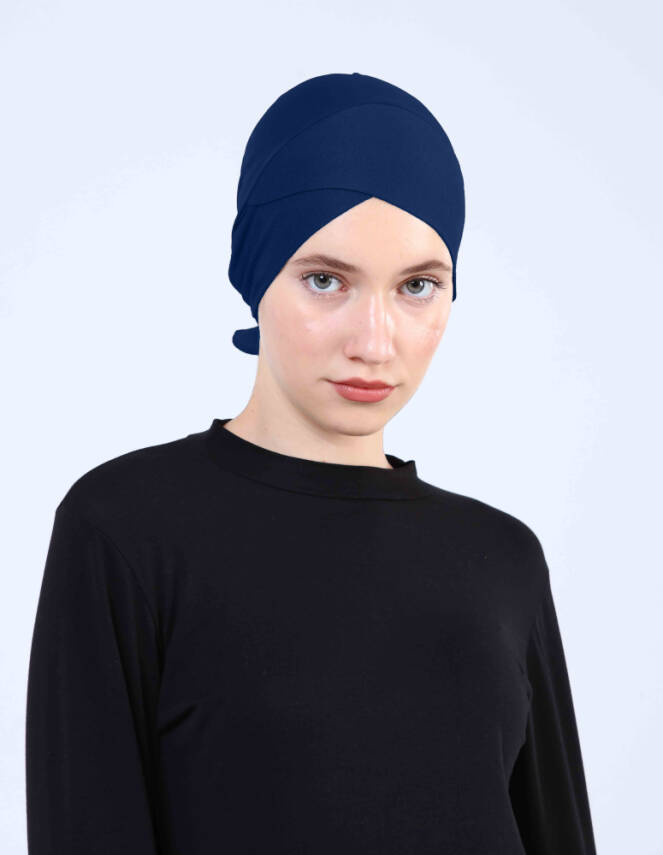 Hava Alan Tesettür Tüllü Çapraz Bone - 10