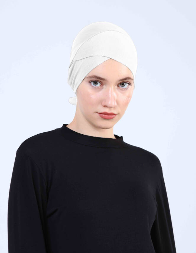 Hava Alan Tesettür Tüllü Çapraz Bone - 13