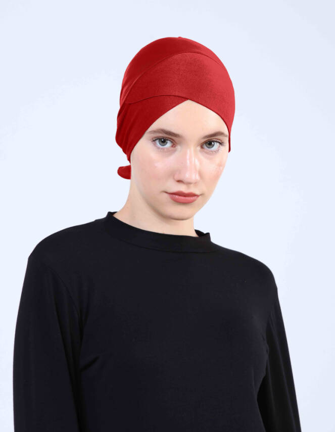 Hava Alan Tesettür Tüllü Çapraz Bone - 16