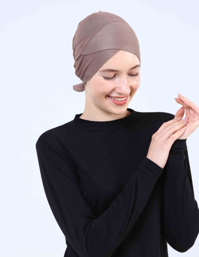 Hava Alan Tesettür Tüllü Çapraz Bone - 1