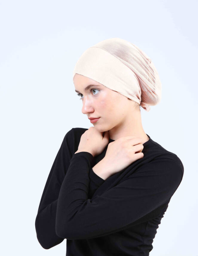 Hava Alan Tesettür Tüllü Çapraz Bone - 32