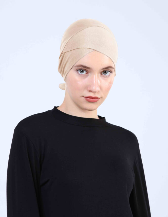 Hava Alan Tesettür Tüllü Çapraz Bone - 34