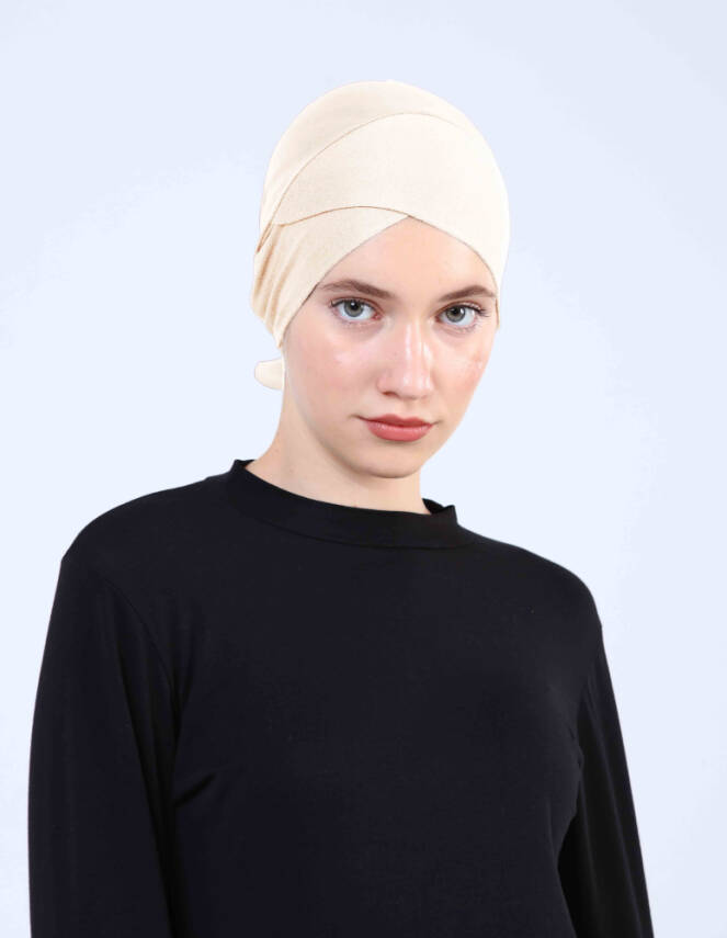 Hava Alan Tesettür Tüllü Çapraz Bone - 37