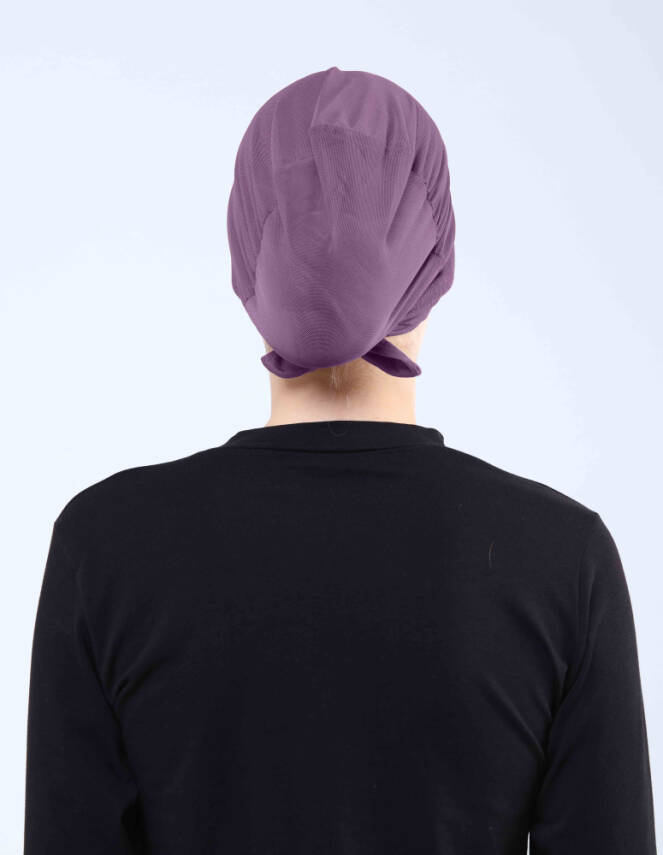 Hava Alan Tesettür Tüllü Çapraz Bone - 48