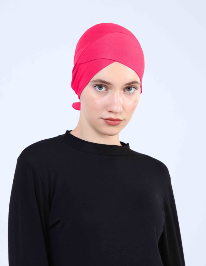 Hava Alan Tesettür Tüllü Çapraz Bone - 54