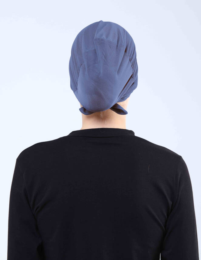 Hava Alan Tesettür Tüllü Çapraz Bone - 71