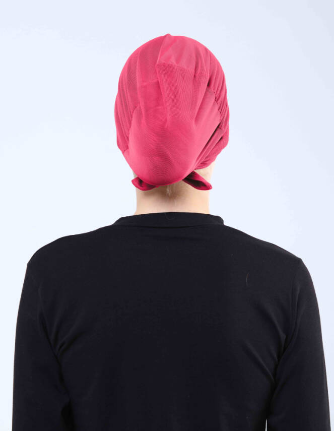 Hava Alan Tesettür Tüllü Çapraz Bone - 80