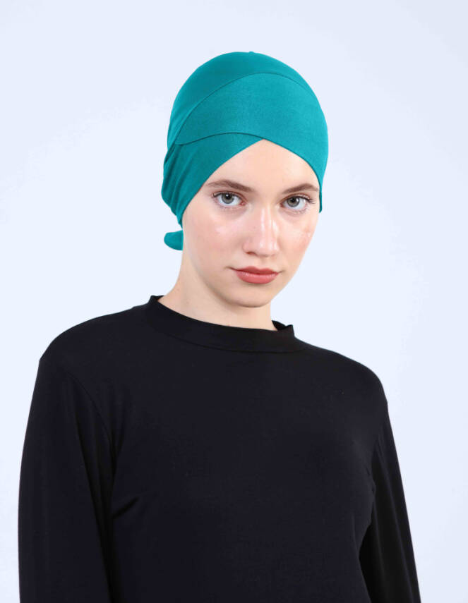 Hava Alan Tesettür Tüllü Çapraz Bone - 90