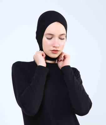 Hazır Tesettür Çapraz Bone Yarım Boyunluklu - 2