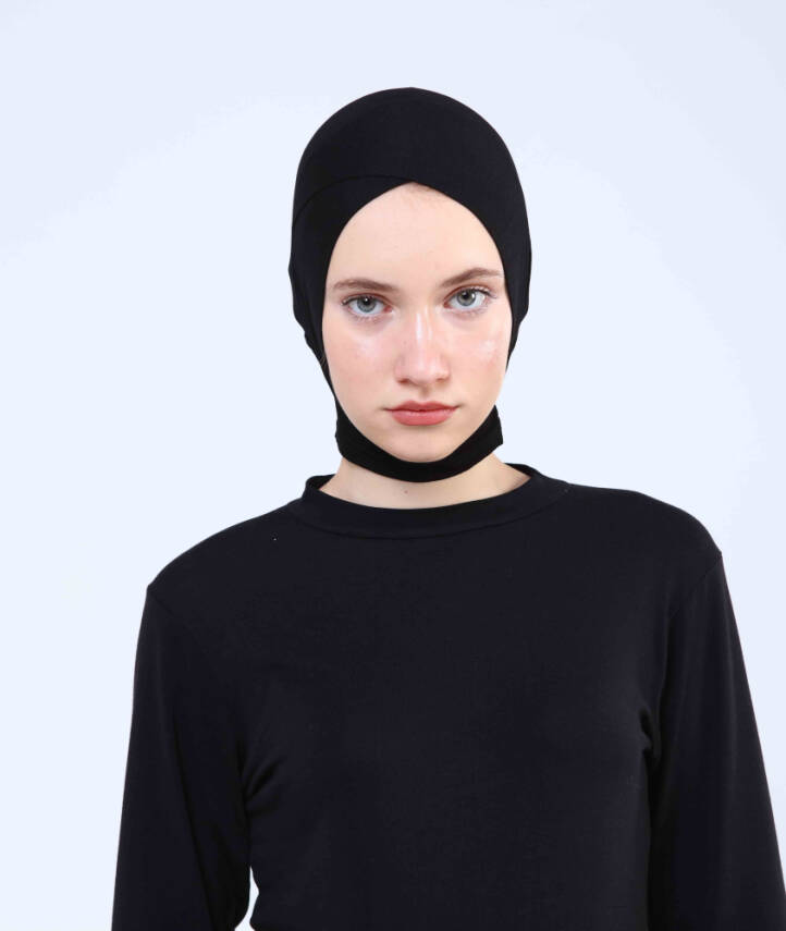 Hazır Tesettür Çapraz Bone Yarım Boyunluklu - 11