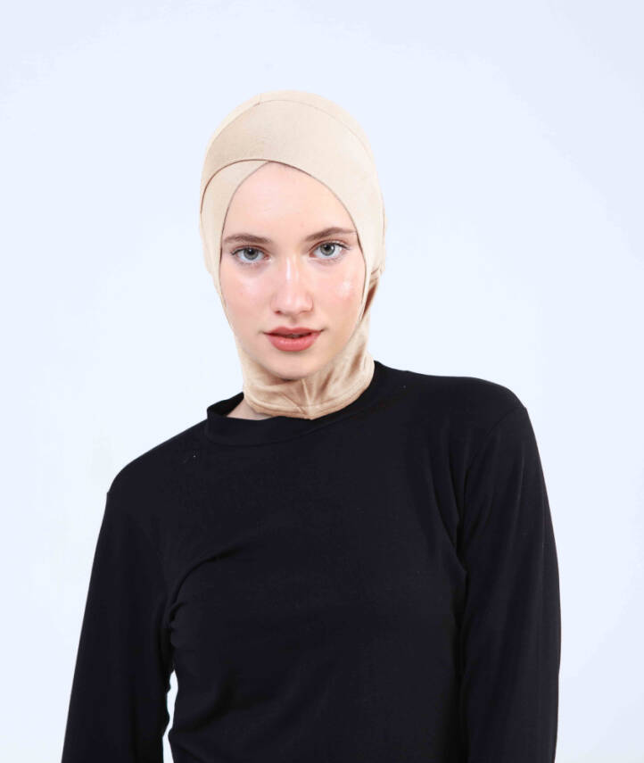 Hazır Tesettür Çapraz Bone Yarım Boyunluklu - 46