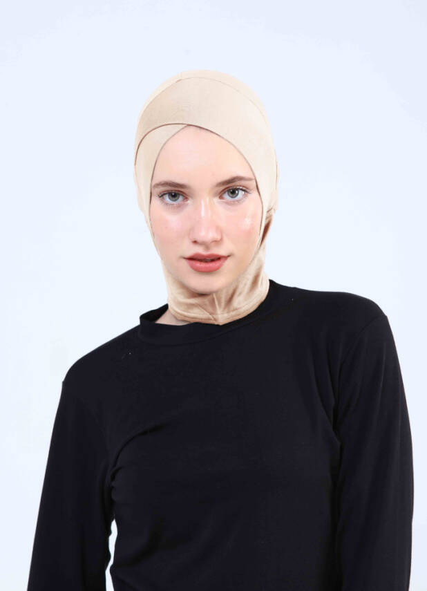 Hazır Tesettür Çapraz Bone Yarım Boyunluklu - 1