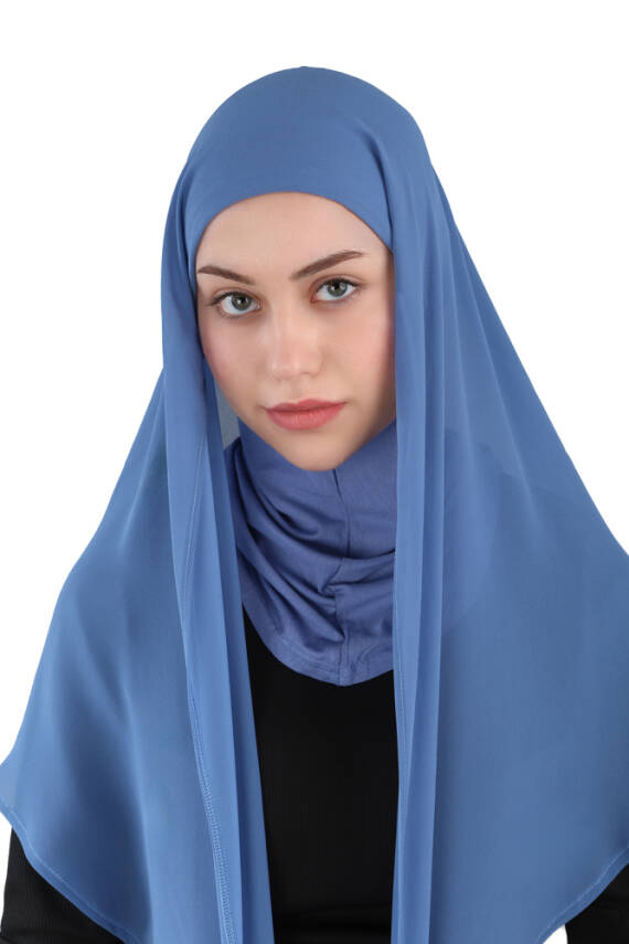 Hijablı Şifon Oval Hazır Eşarp - 61